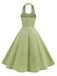 Grün 1950er Solide Herzförmiger Hals Halter Kleid