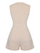 Beige 1950er Solide V-Ausschnitt Ärmelloser Romper