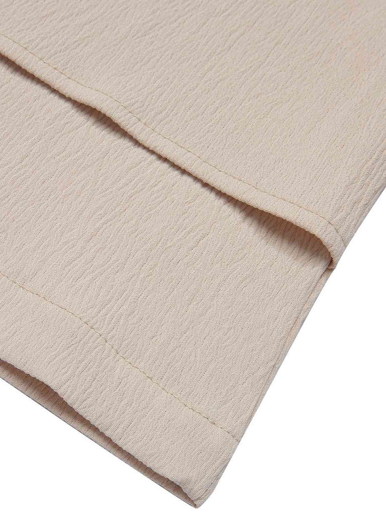 Beige 1950er Solide V-Ausschnitt Ärmelloser Romper