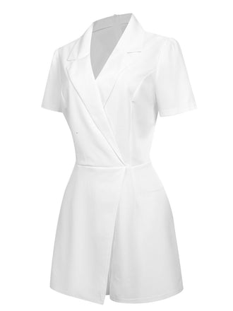 1950er V-Ausschnitt Solide Revers Romper