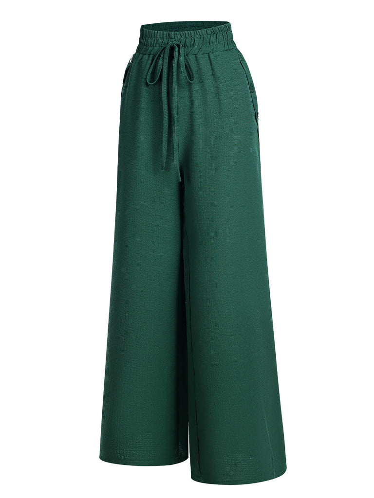 1940er Solid Elastic Waist Loose Pants