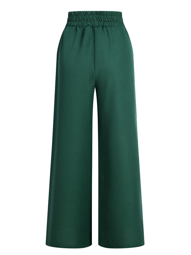 1940er Solid Elastic Waist Loose Pants