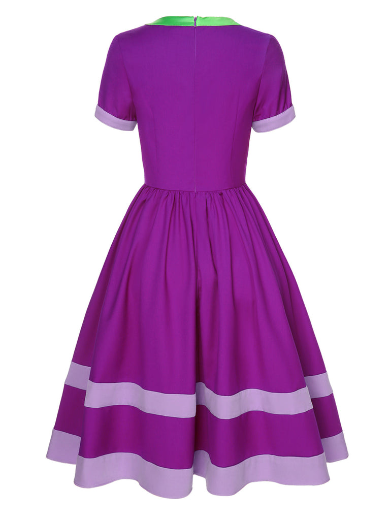 Lila 1950er Scooby Doo Daphne Blake Krawattenhals Kleid