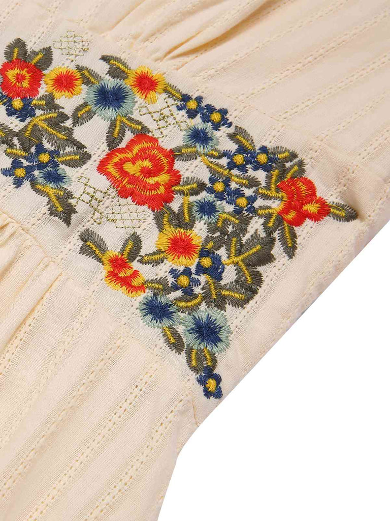 Grün 1940er V-Ausschnitt Knöpfen Baumwolle Blumen Kleid