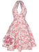 [Übergröße] Rosa 1950er Blumen V-Ausschnitt Kleid