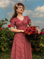 Weinrot 1940er V-Ausschnitt Ditsy Blumen Kleid