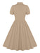 1950er Solide Revers Knöpfen Swing Kleid