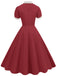 1950er Kontrast Kurzarm Revers Kleid