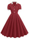1950er Kontrast Kurzarm Revers Kleid