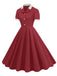 1950er Kontrast Kurzarm Revers Kleid