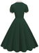 1950er Kontrast Kurzarm Revers Kleid