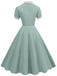 1950er Kontrast Kurzarm Revers Kleid