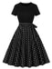 Schwarz 1950er Rundhal Alsausschnitt Patchwork Swing Kleid