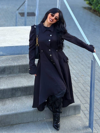 1950er Solide Stehkragen Mantel mit Knöpfen