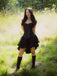 2PCS 1970er Steampunk Spitze Korsett & High-Low Rock