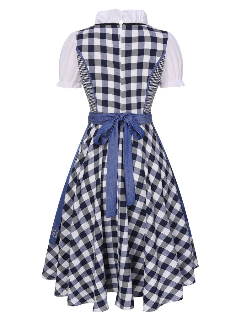 Trachten Oktoberfest Dirndl Spitzen Plaid Dirndl Kleid