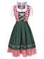 Grünes Trachten Oktoberfest Dirndl Spitzen Plaid Dirndl Kleid