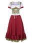 2PCS Rot 1950er Oktoberfest Blumen Puffärmel Bluse & Rock