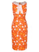 Orange 1930er Tie Neck Floral Sleeveless Kleid