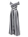 Schwarz Beetlejuice Kostüm 1960er Schulterfrei Stripes Jumpsuit