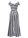 Schwarz Beetlejuice Kostüm 1960er Schulterfrei Stripes Jumpsuit