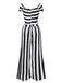 Grün 1960er Schulterfrei Streifen Jumpsuit