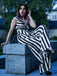 Schwarz Beetlejuice Kostüm 1960er Schulterfrei Stripes Jumpsuit