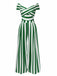 Grün 1960er Schulterfrei Streifen Jumpsuit