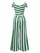 Grün 1960er Schulterfrei Streifen Jumpsuit