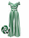 Grün 1960er Schulterfrei Streifen Jumpsuit