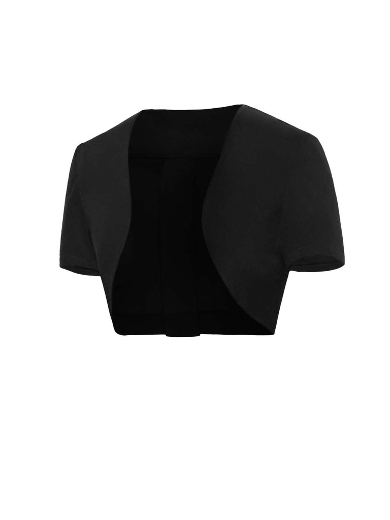 Schwarz 1950er Solid Bow Short Jacket