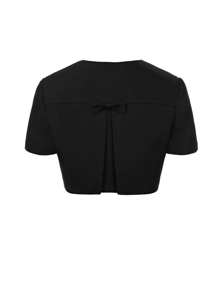 Schwarz 1950er Solid Bow Short Jacket