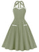 1950er Halter Taschen Rückenfrei Swing Kleid