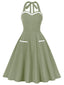 1950er Halter Taschen Rückenfrei Swing Kleid