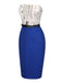 Dunkelblau 1960er Bandeau Zeitungs Gürtel Bleistift Kleid