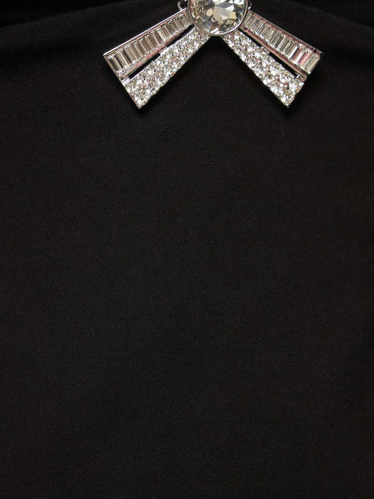 1970er Solid Spaghetti Träger Rhinestones Dress