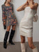 Silver 1970er Bandeau Sequin Pencil Dress