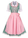 2PCS 1950er Oktoberfest Dirndl Weiß Top & Grün Plaid Kleid & Rosa Schürze