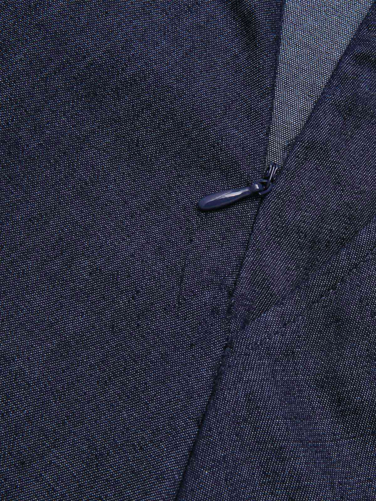 Blau 1940er Solide Knöpfen Rock mit Gürtel
