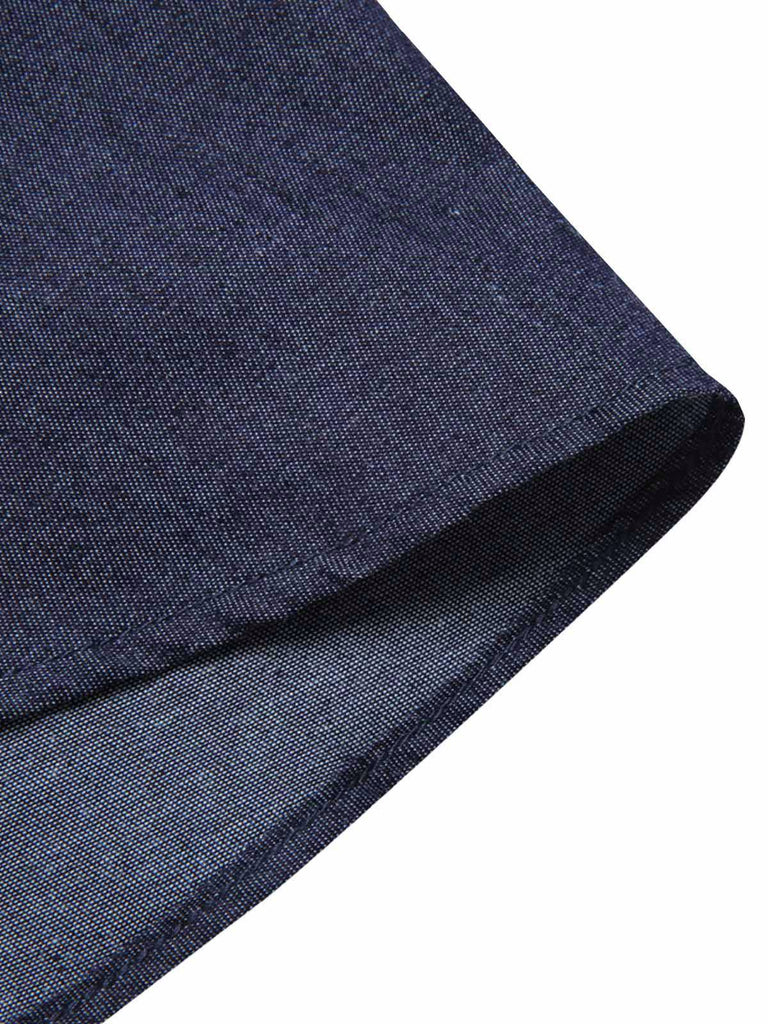 Blau 1940er Solide Knöpfen Rock mit Gürtel