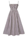 Schwarz 1950er Streifen Wrinkles Spaghetti Träger Dress