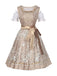 Sekt 1950er Oktoberfest Dirndl Puffärmel Top & Blumen Bogen Kleid