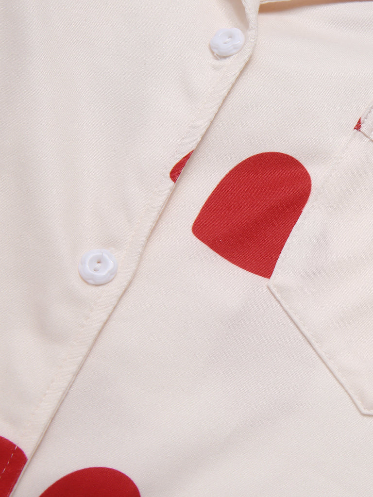 2PCS Herz Kurzarm Hemd Shorts Pyjama