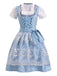 Blau 1950er Oktoberfest Dirndl Spitze Patchwork Kleid Set