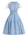 Blau 1950er Oktoberfest Dirndl Spitze Patchwork Kleid Set