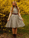 Braun 1940er Kleines Fensterkaro Plaid Kleid