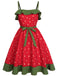[Vorverkauf] [Übergröße] Rotes 50er Kleid mit Erdbeeren und Rüschen