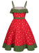 [Vorverkauf] [Übergröße] Rotes 50er Kleid mit Erdbeeren und Rüschen