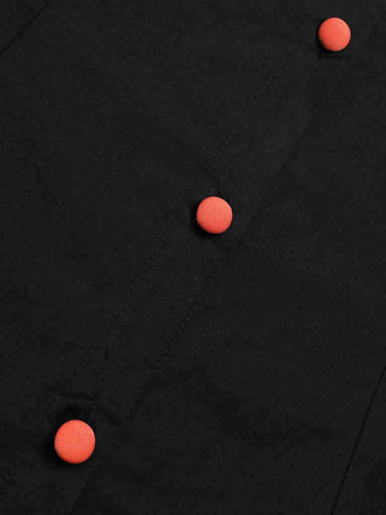 Schwarz 1940er Halloween Peter Pan Kragen Puffärmel Bluse