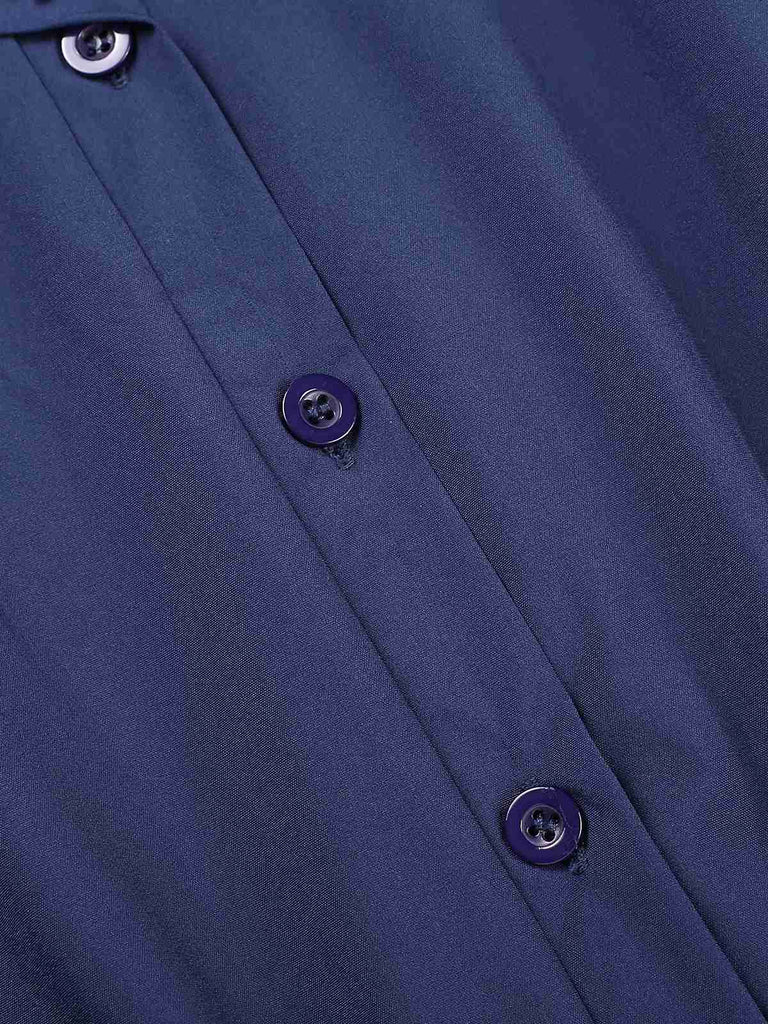 [Vorverkauf] 1950er Solide Flügelärmel Knöpfen Hemdkleid